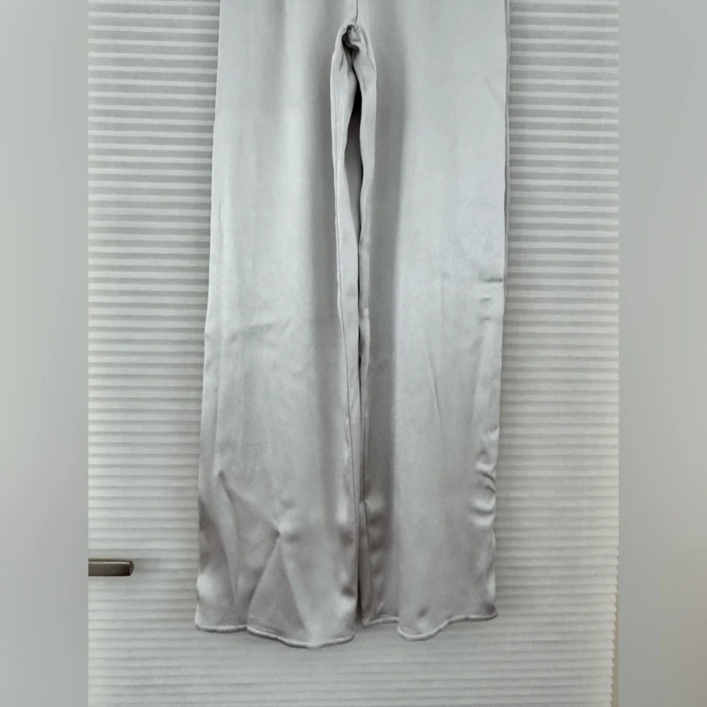 Zara SATIN EFFECT STRAIGHT LEG PANTS SILVER  size XS - Picture 13 of 17